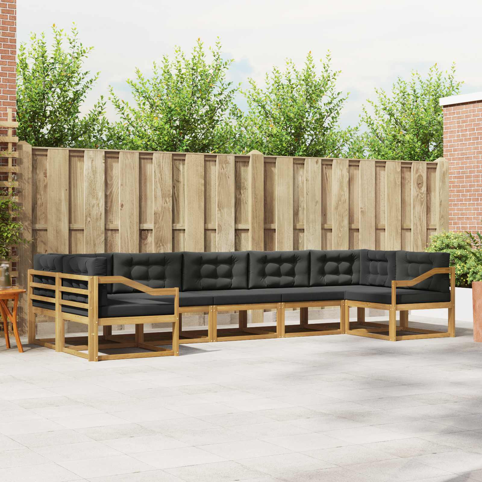 vidaXL Outdoor-Sofagarnitur mit Kissen 7 pcs Weiß und Anthrazit