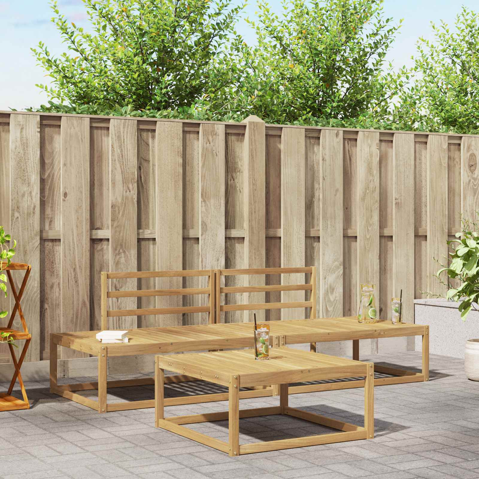 vidaXL Outdoor-Sofagarnitur Weiß 79 x 79 x 37 cm Massivholz Akazie