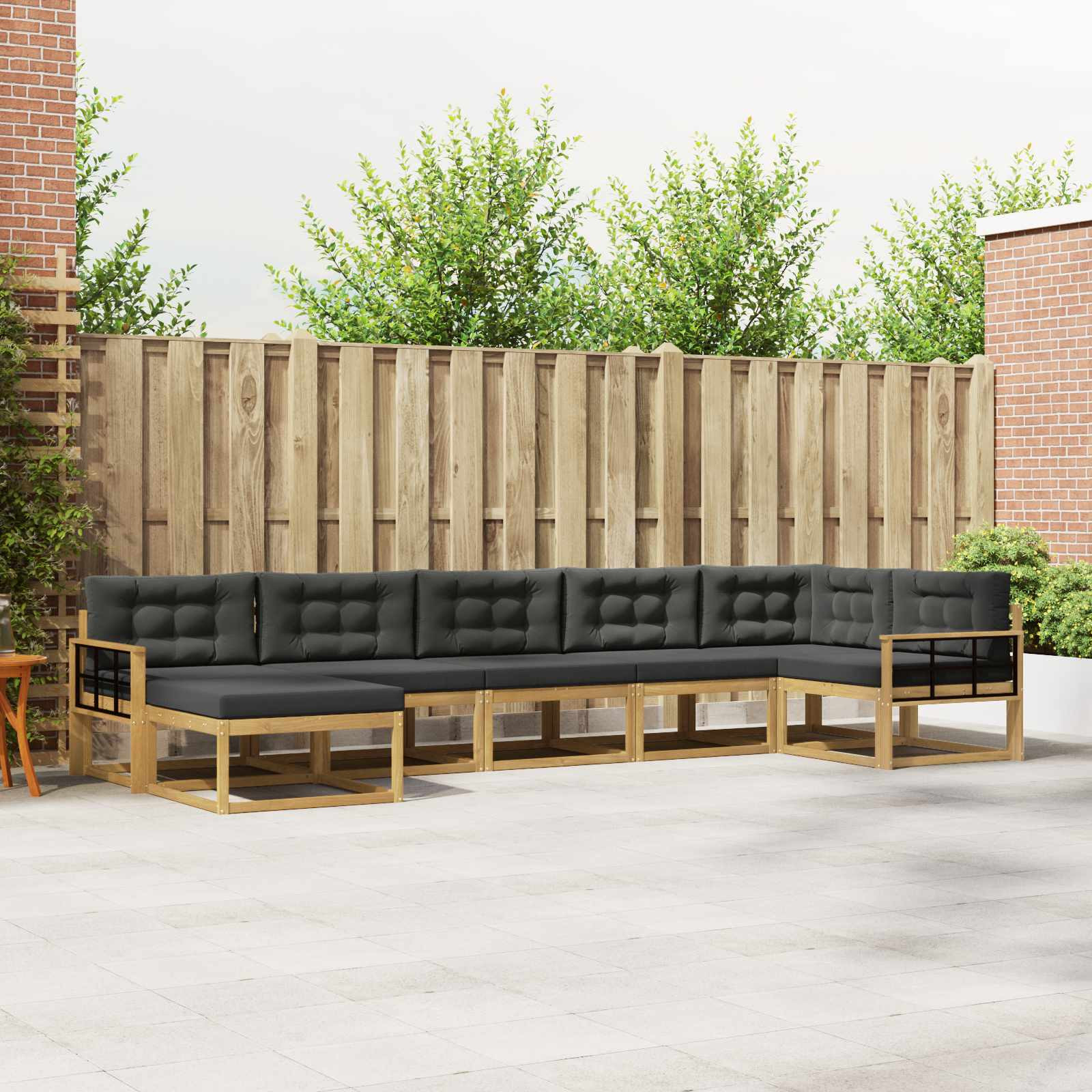 vidaXL Outdoor-Sofagarnitur mit Kissen 7 pcs Weiß und Anthrazit