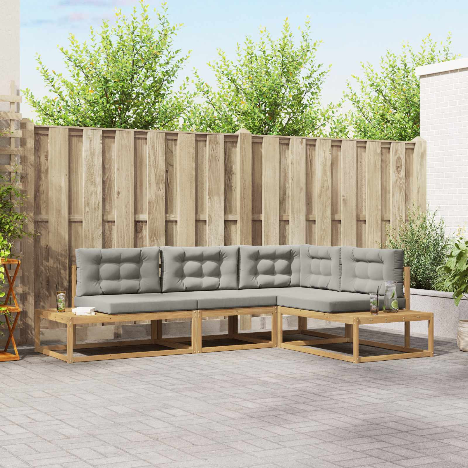 vidaXL Outdoor-Sofagarnitur Weiß 277,5 x 198,5 x 73 cm Polyester