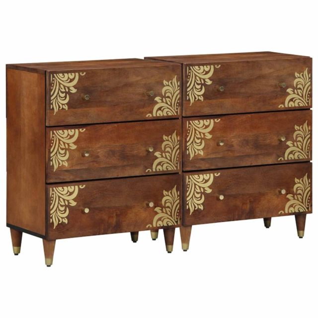 vidaXL Sideboard 2 pcs Honigbraun 60 x 33 x 75 cm Massivholz Mango