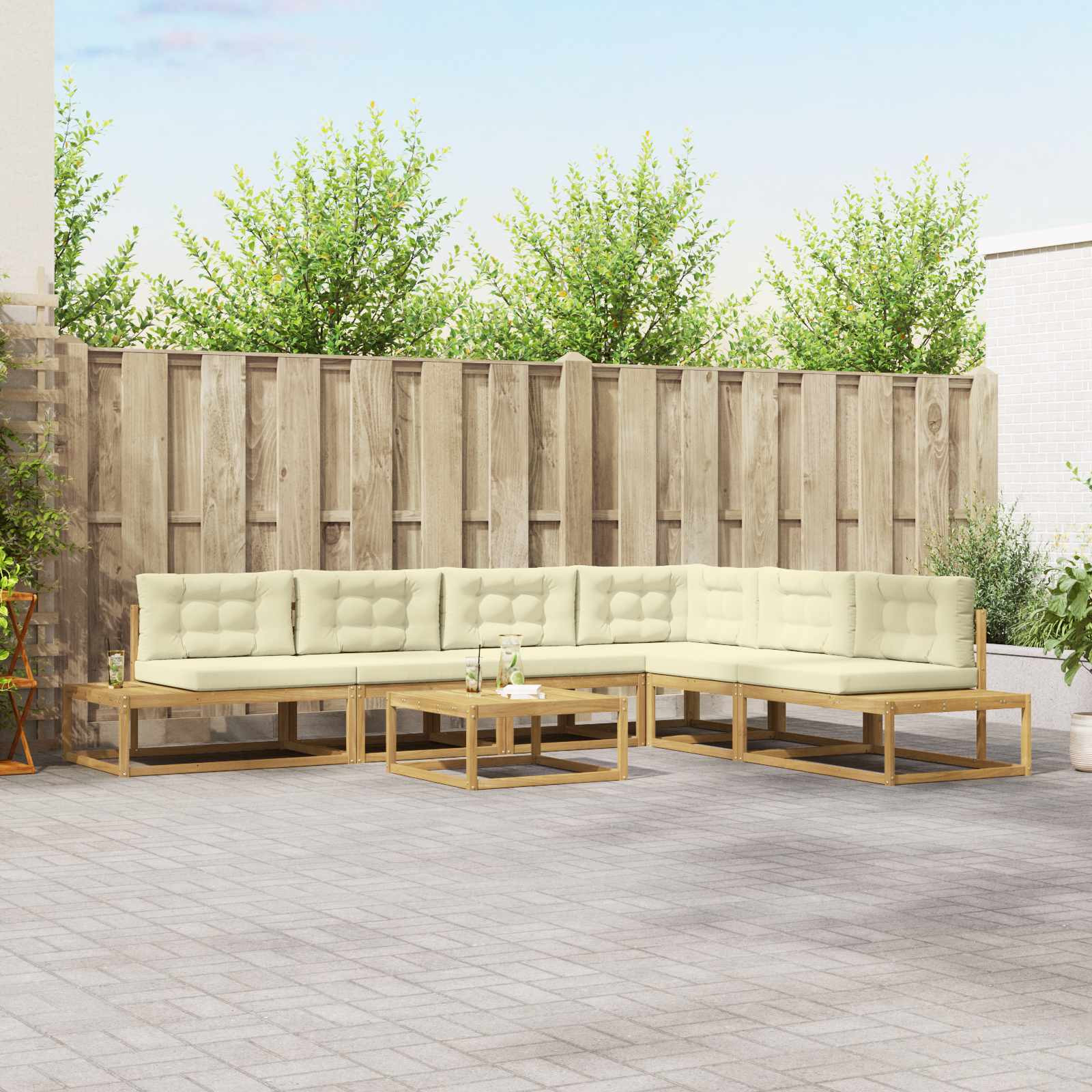 vidaXL Outdoor-Sofagarnitur mit Kissen Weiß 79 x 79 x 37 cm Polyester