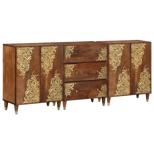 vidaXL Badezimmerschrank-Set mit Schubladen 3 pcs Honigbraun und Gold