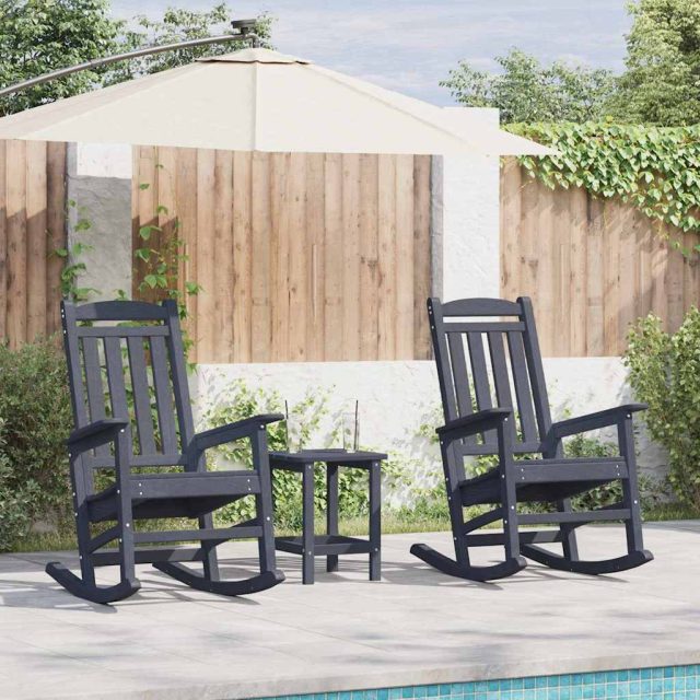 vidaXL Schaukelstuhl 3 pcs Marineblau Polyethylen