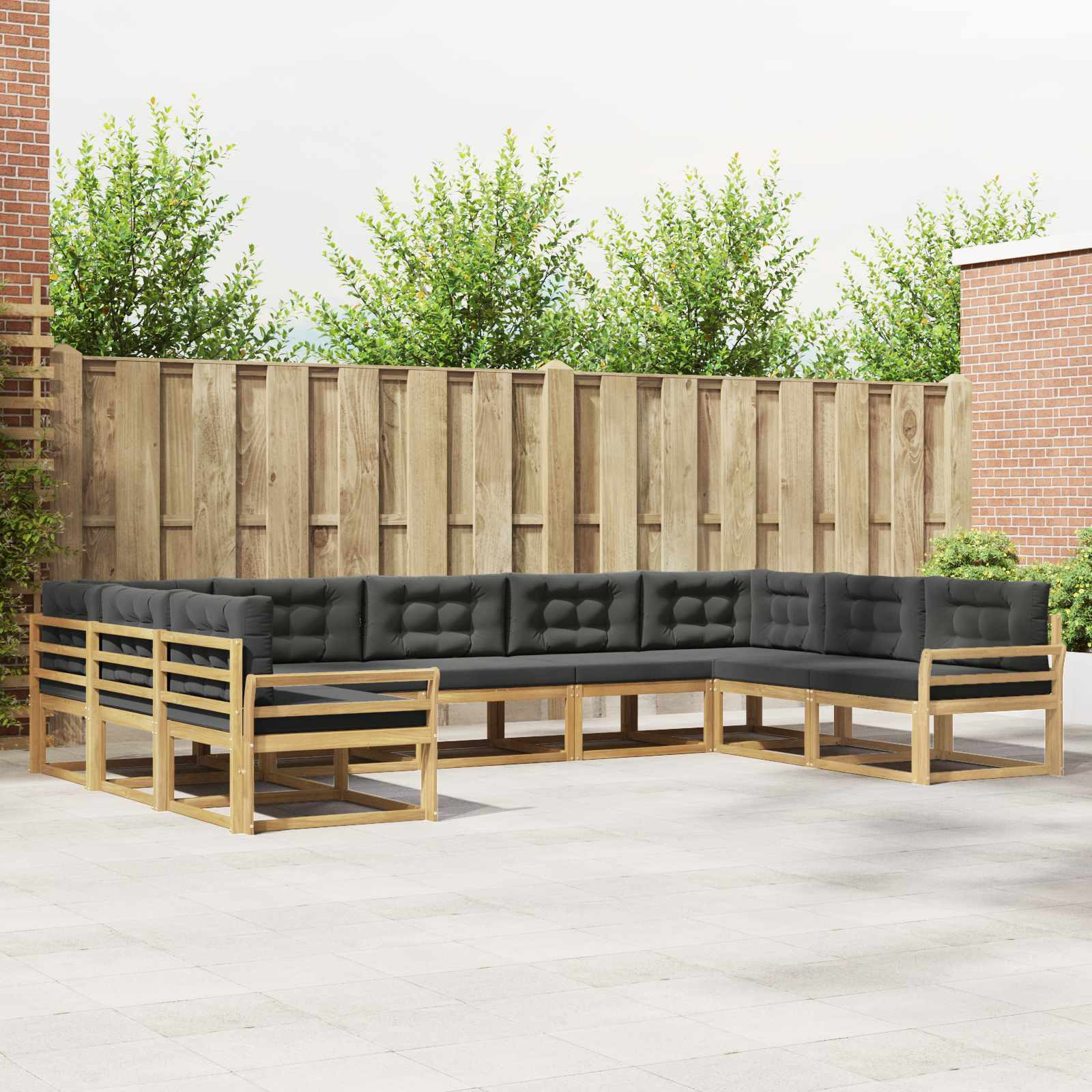 vidaXL Outdoor-Sofagarnitur mit Kissen 9 pcs Weiß und Anthrazit