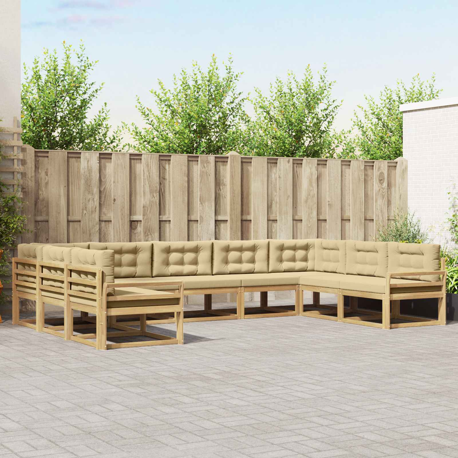 vidaXL Outdoor-Sofagarnitur mit Kissen 9 pcs Weiß und Beige