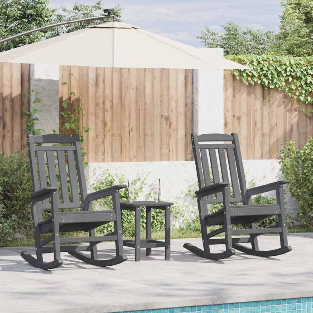 vidaXL Schaukelstuhl 3 pcs Hellgrau Polyethylen