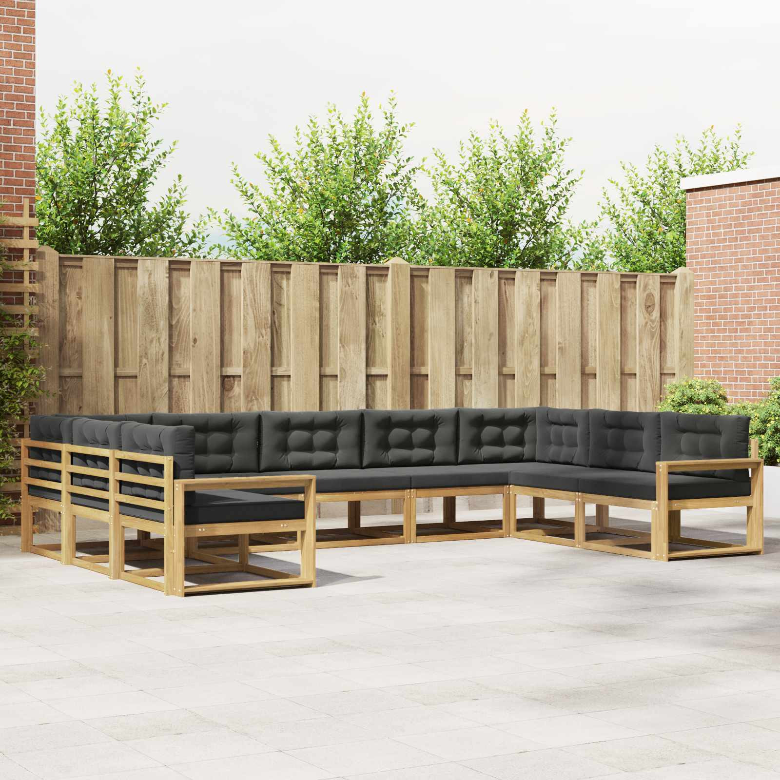 vidaXL Outdoor-Sofagarnitur mit Kissen 9 pcs Weiß und Anthrazit
