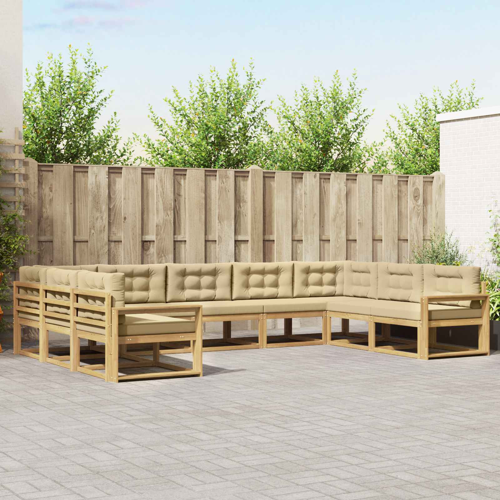 vidaXL Outdoor-Sofagarnitur mit Kissen 9 pcs Weiß und Beige