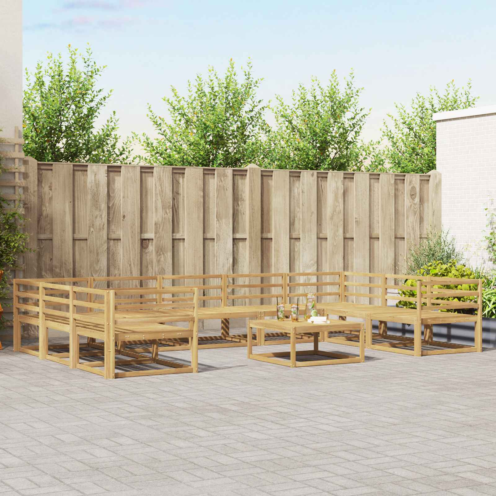 vidaXL Outdoor-Sofagarnitur 10 pcs Weiß Massivholz Akazie