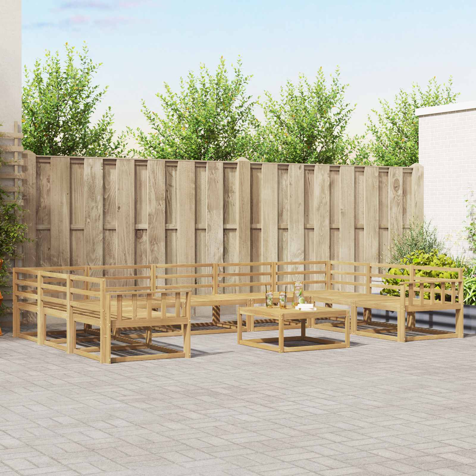 vidaXL Outdoor-Sofagarnitur 10 pcs Weiß Massivholz Akazie