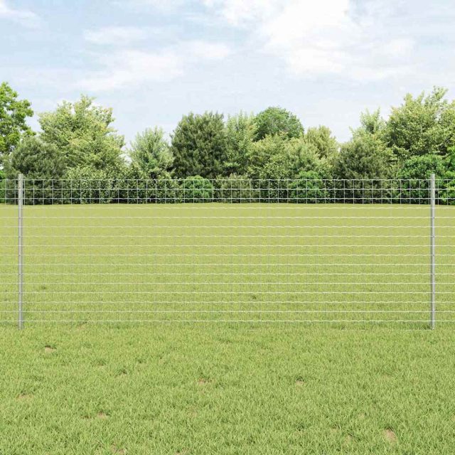vidaXL Eingebetteter Zaunpfosten 44 stk. Silber 120 cm