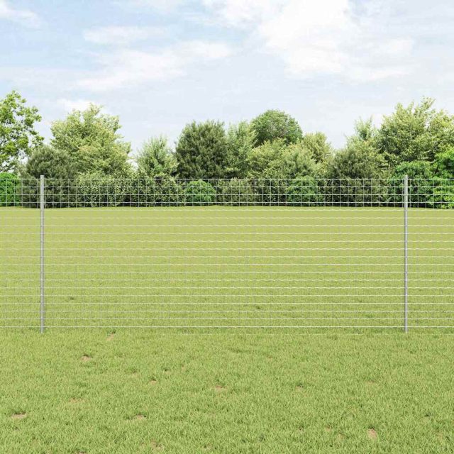 vidaXL Eingebetteter Zaunpfosten 44 stk. Silber 140 cm