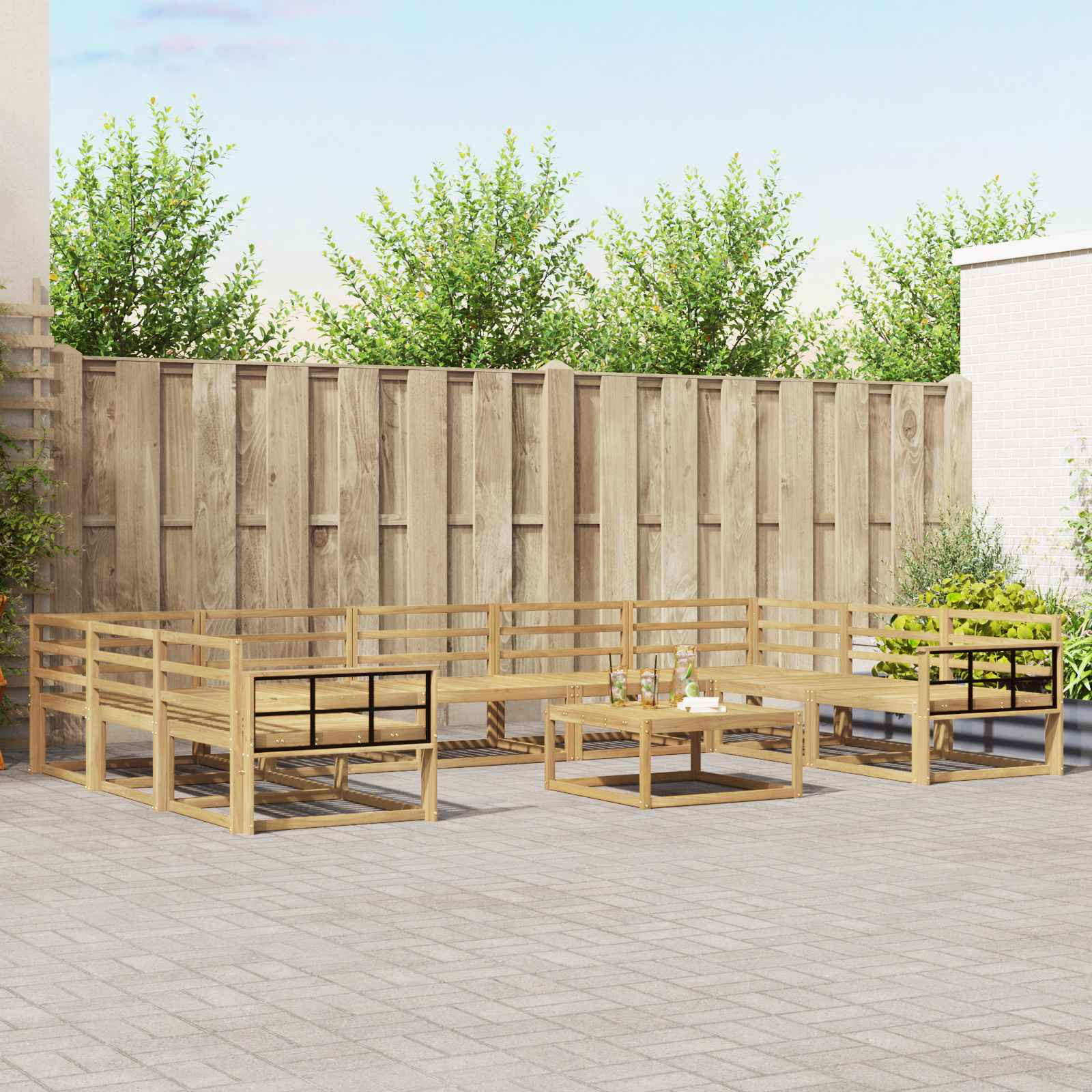 vidaXL Outdoor-Sofagarnitur 10 pcs Weiß Massivholz Akazie