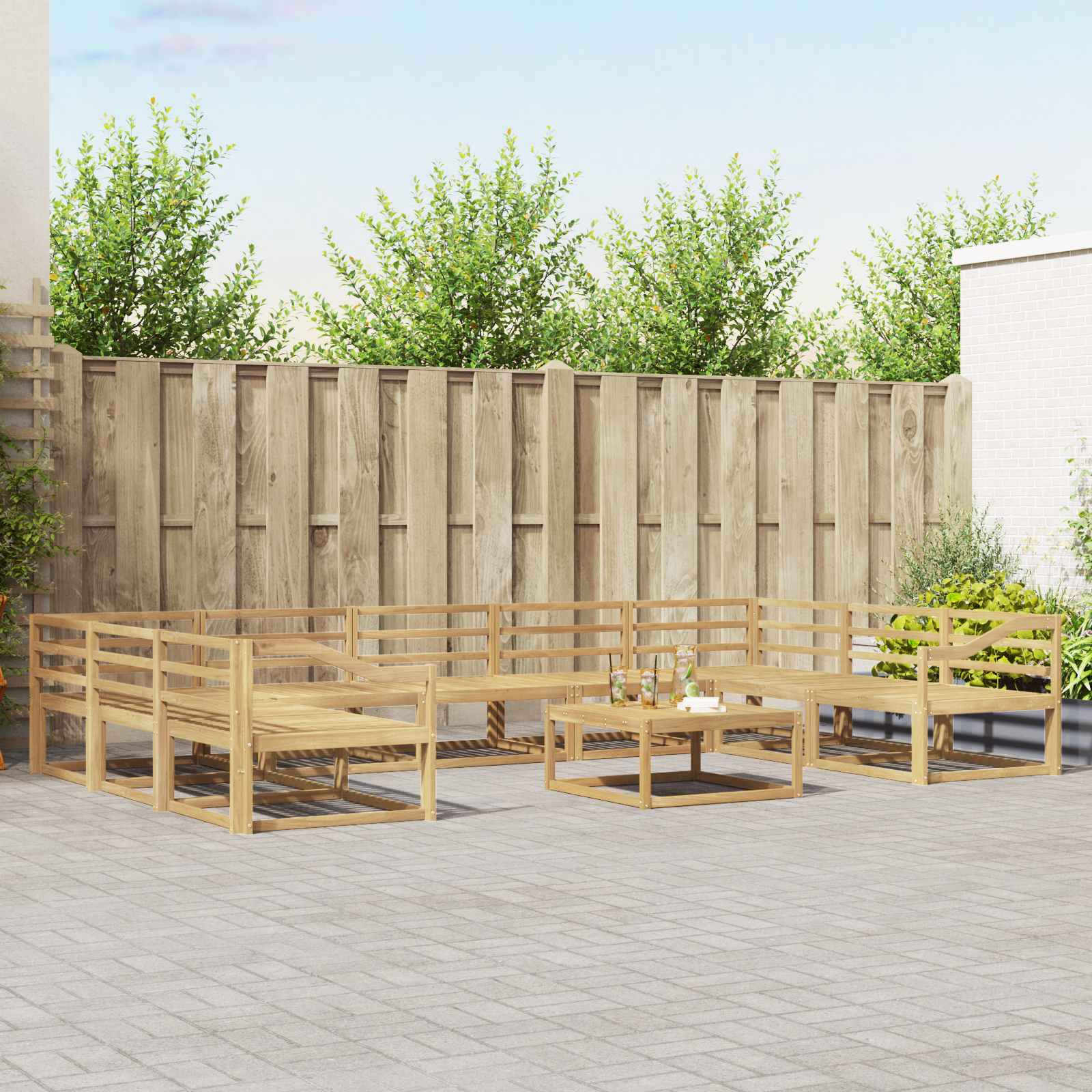 vidaXL Outdoor-Sofagarnitur 10 pcs Weiß Massivholz Akazie