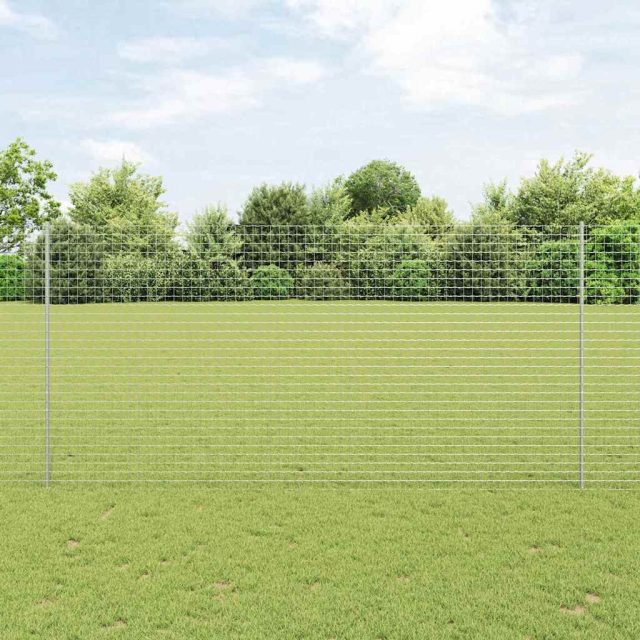 vidaXL Eingebetteter Zaunpfosten 22 stk. Silber 200 cm