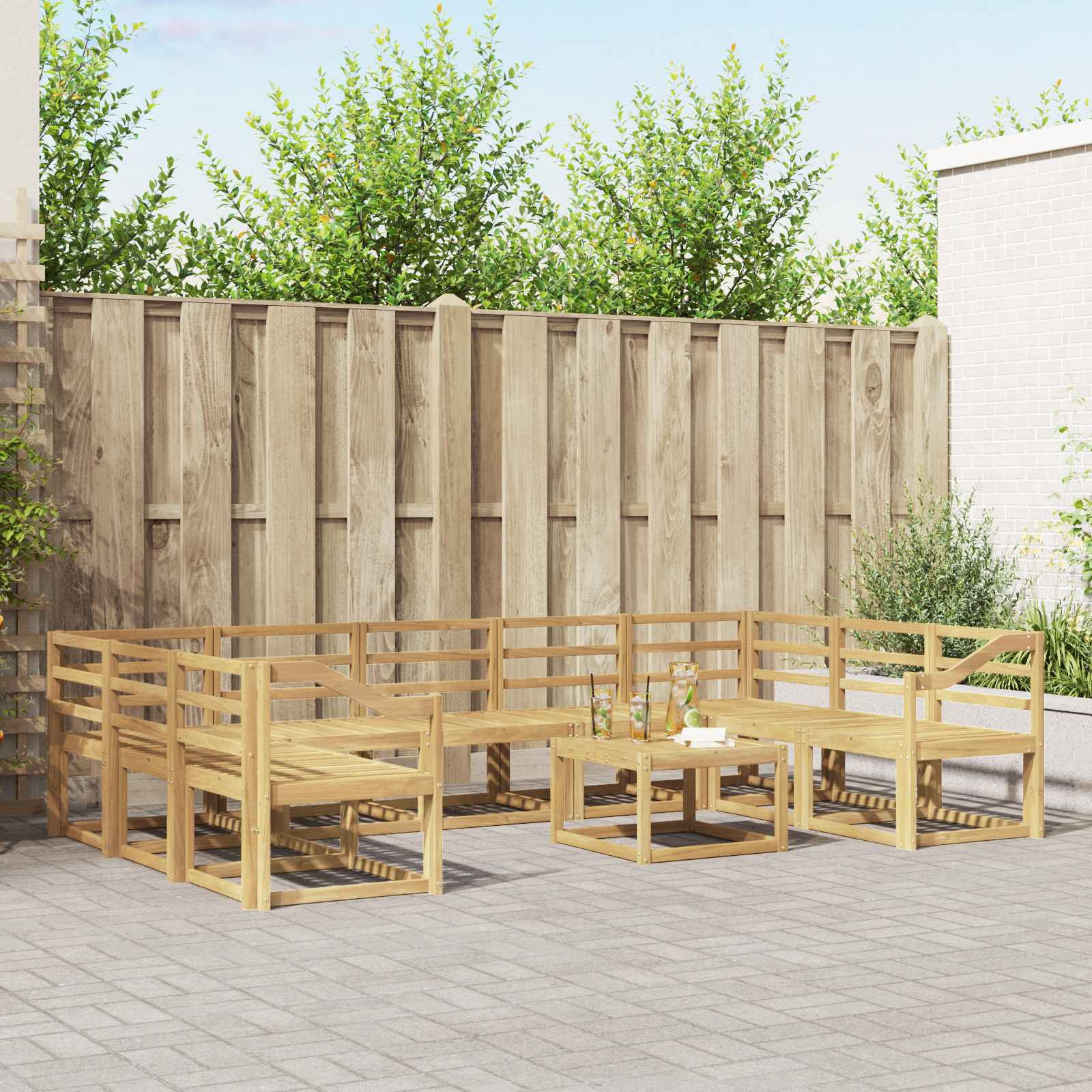 vidaXL Outdoor-Sofagarnitur 10 pcs Weiß Massivholz Akazie