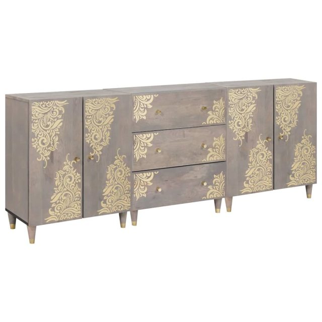 vidaXL Badezimmerschrank-Set 3 pcs Grau und Gold 180 x 33 x 75 cm