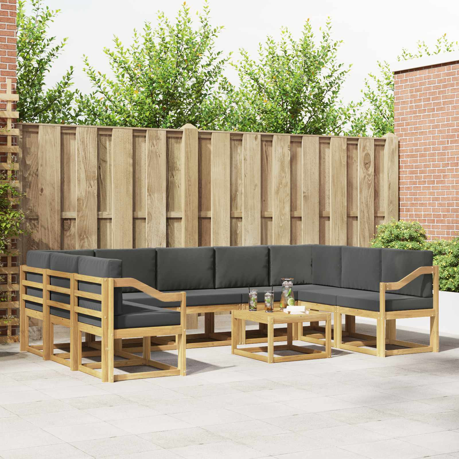 vidaXL Outdoor-Sofagarnitur 10 pcs Weiß und Anthrazit 59 x 59 x 37 cm