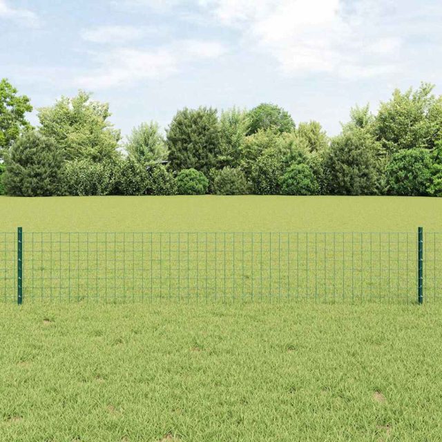 vidaXL Euro-Zaun mit Pfosten 10 x 0,4 m PVC-beschichteter Stahl Grün