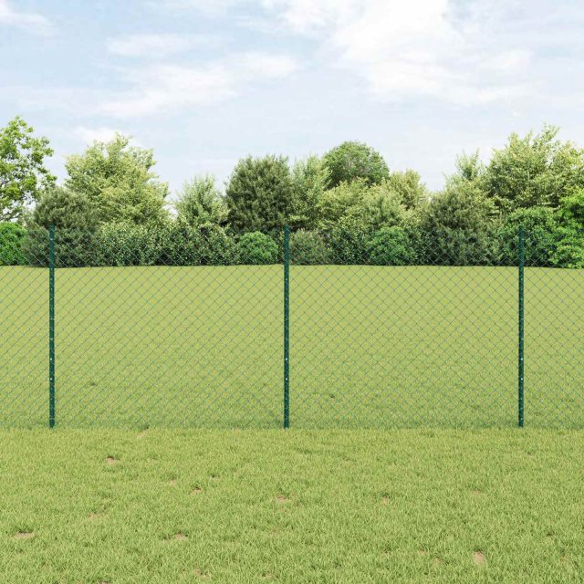 vidaXL Maschendrahtzaun mit Pfosten 10 x 1 m PVC-beschichteter Stahl