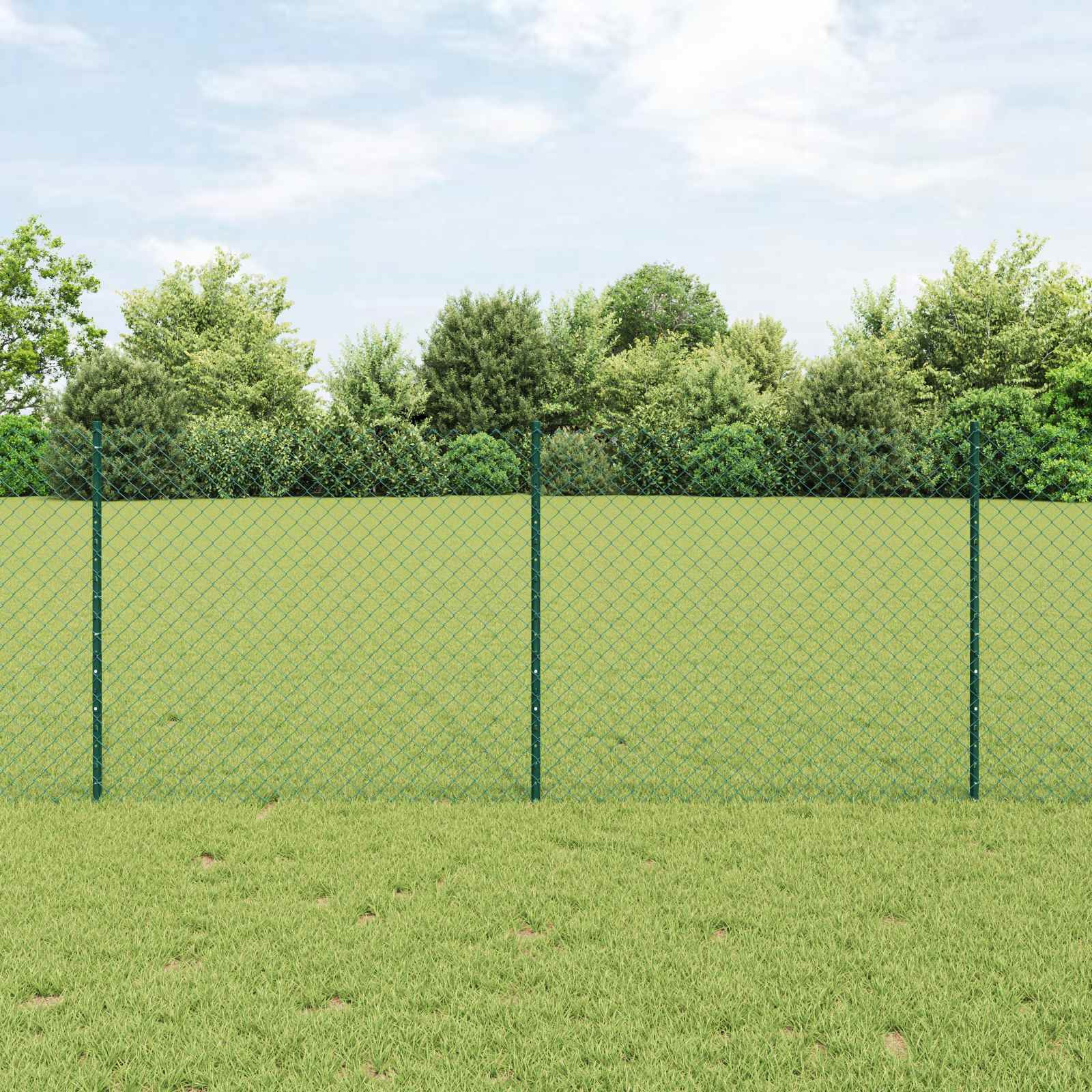 vidaXL Maschendrahtzaun mit Pfosten 10 x 1 m PVC-beschichteter Stahl
