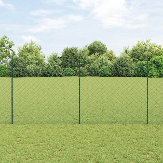vidaXL Maschendrahtzaun mit Pfosten 10 x 1,5 m PVC-beschichteter Stahl