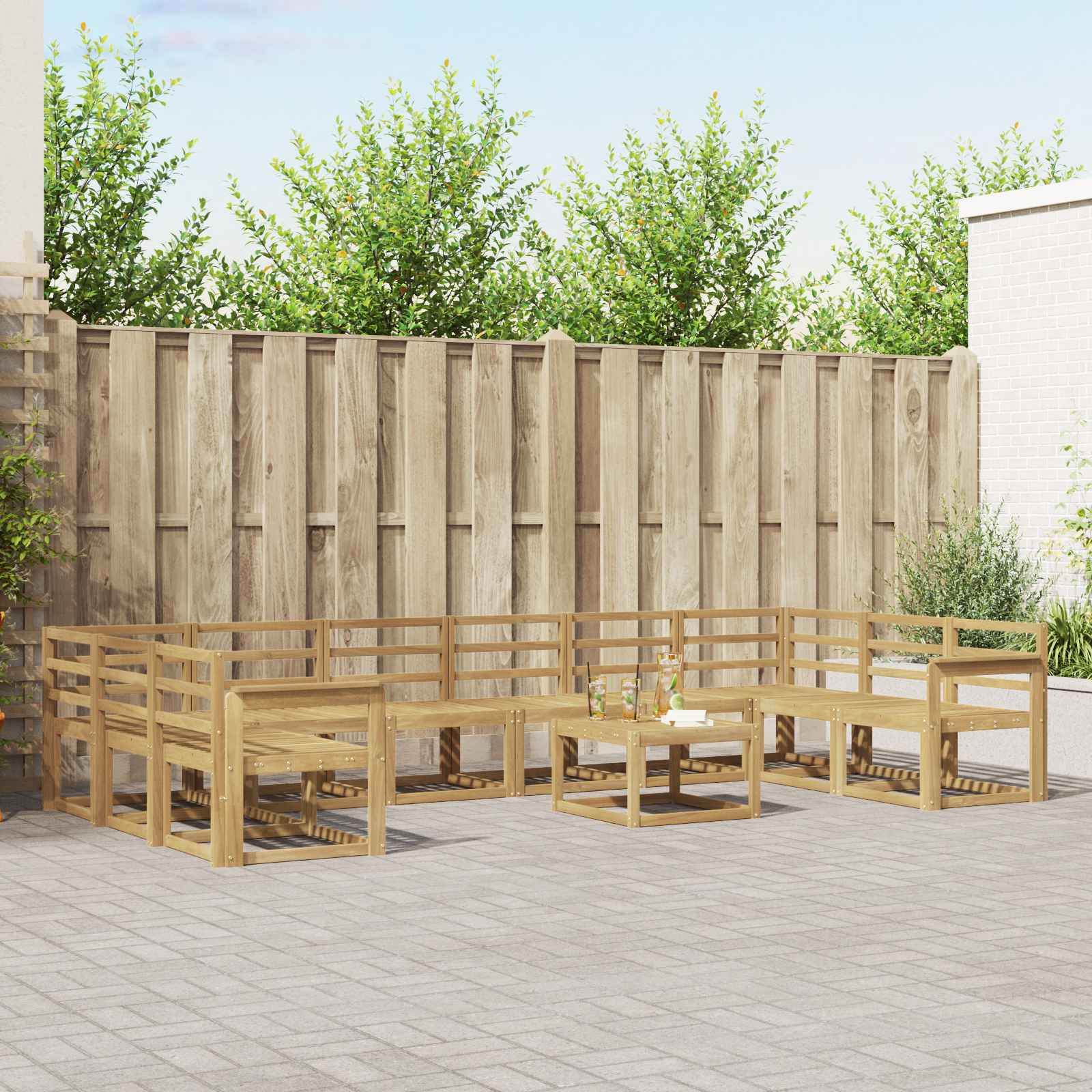 vidaXL Outdoor-Sofagarnitur 11 pcs Weiß Massivholz Akazie