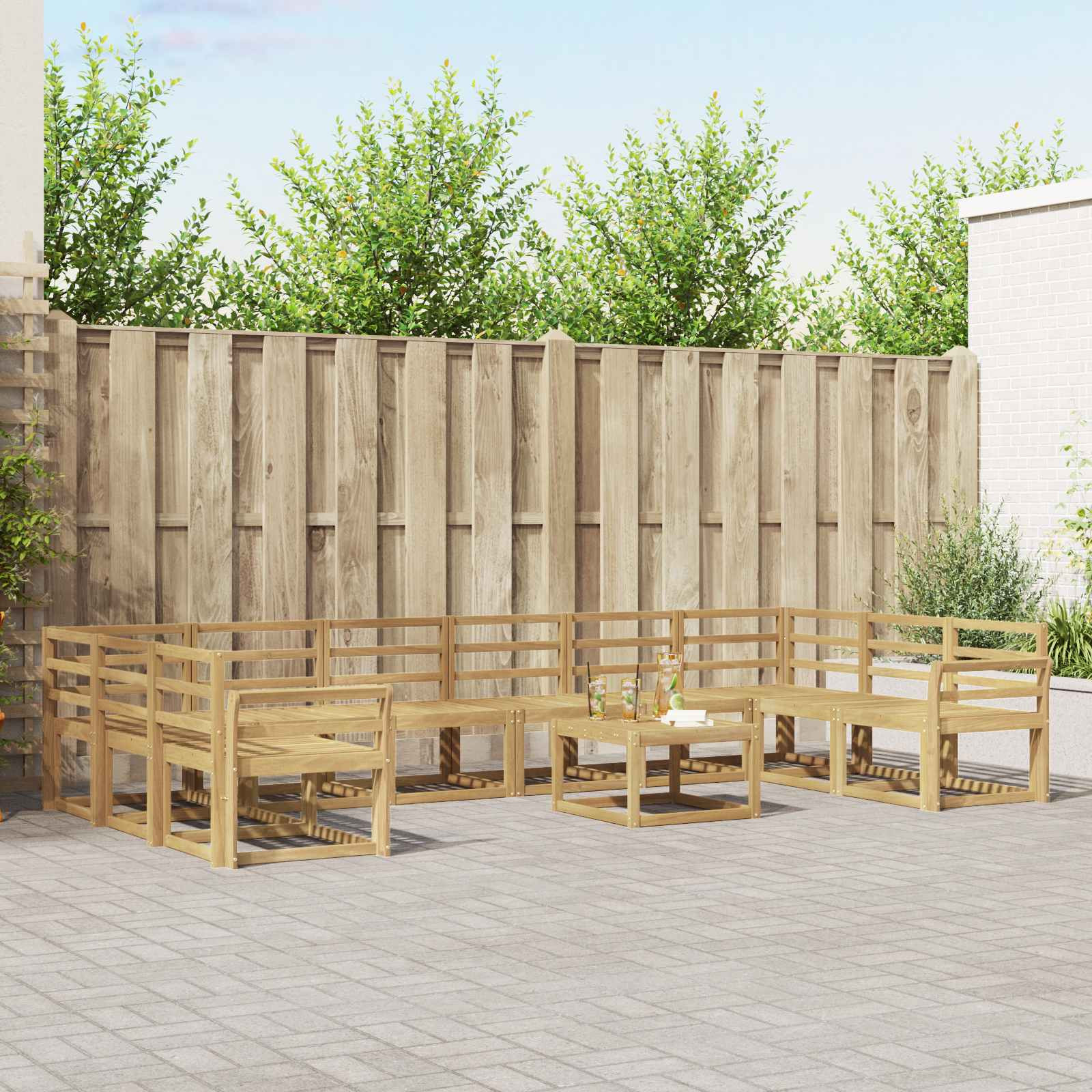 vidaXL Outdoor-Sofagarnitur 11 pcs Weiß Massivholz Akazie