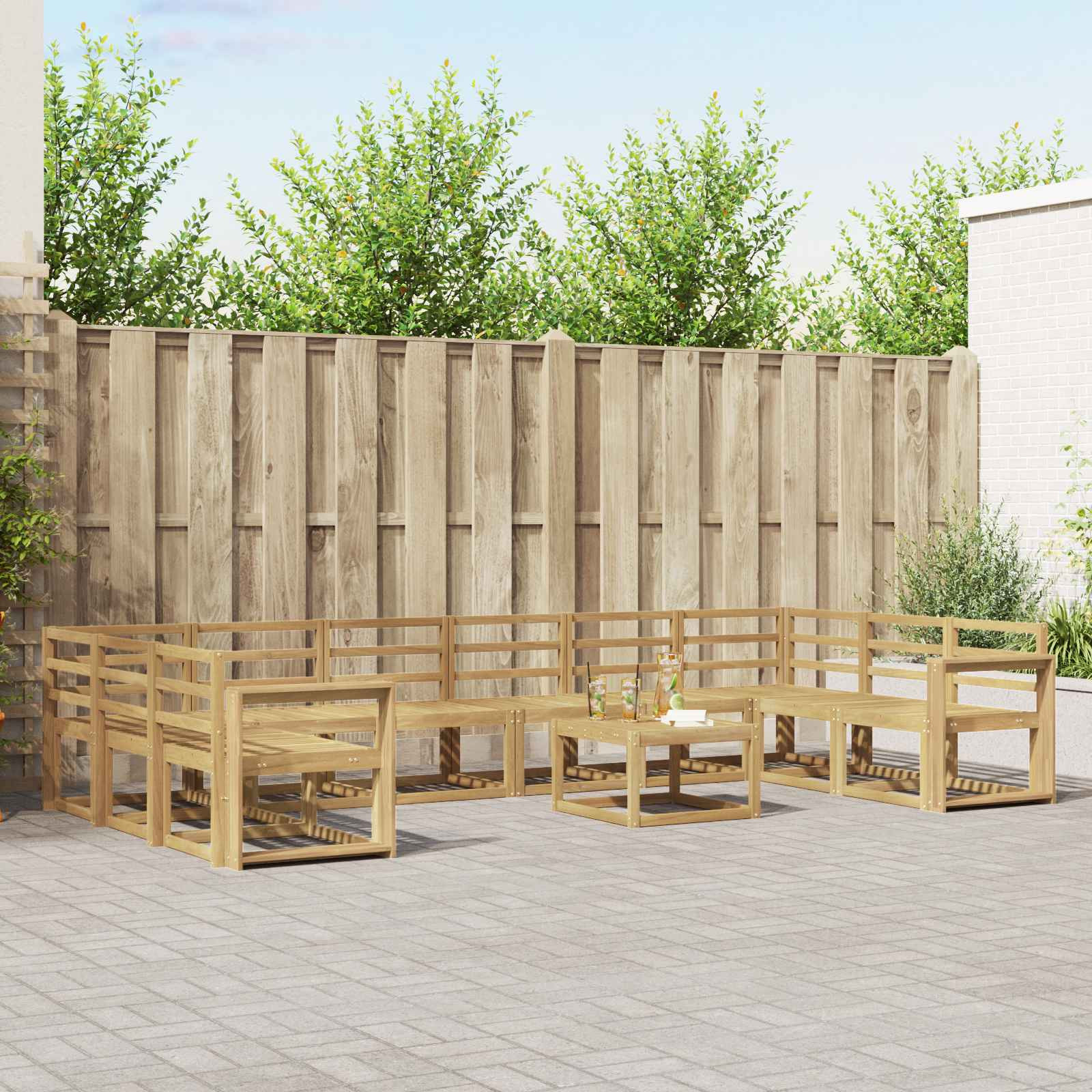 vidaXL Outdoor-Sofagarnitur 11 pcs Weiß Massivholz Akazie