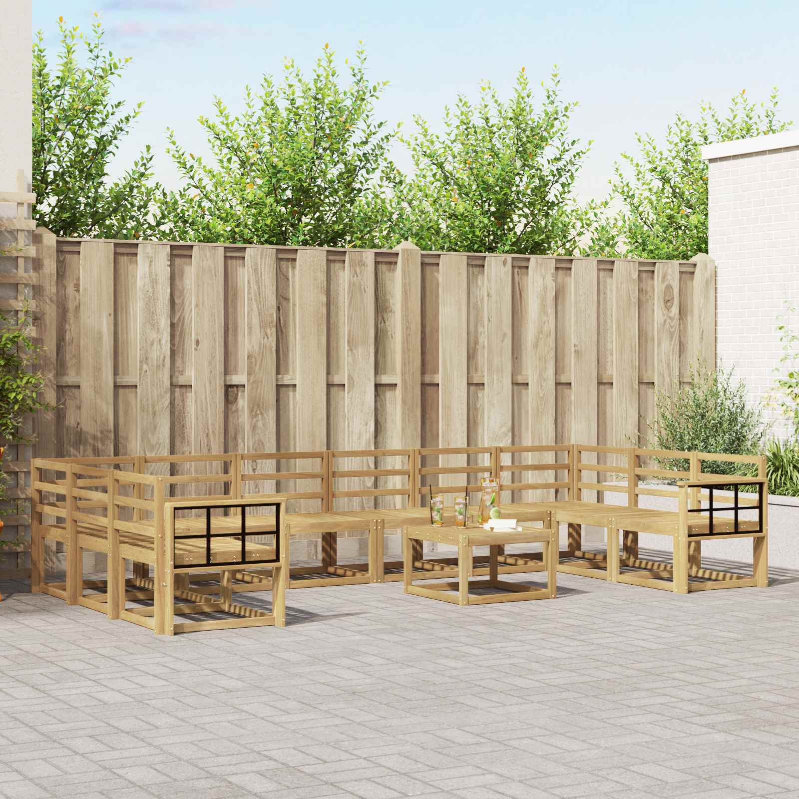 vidaXL Outdoor-Sofagarnitur 11 pcs Weiß Massivholz Akazie