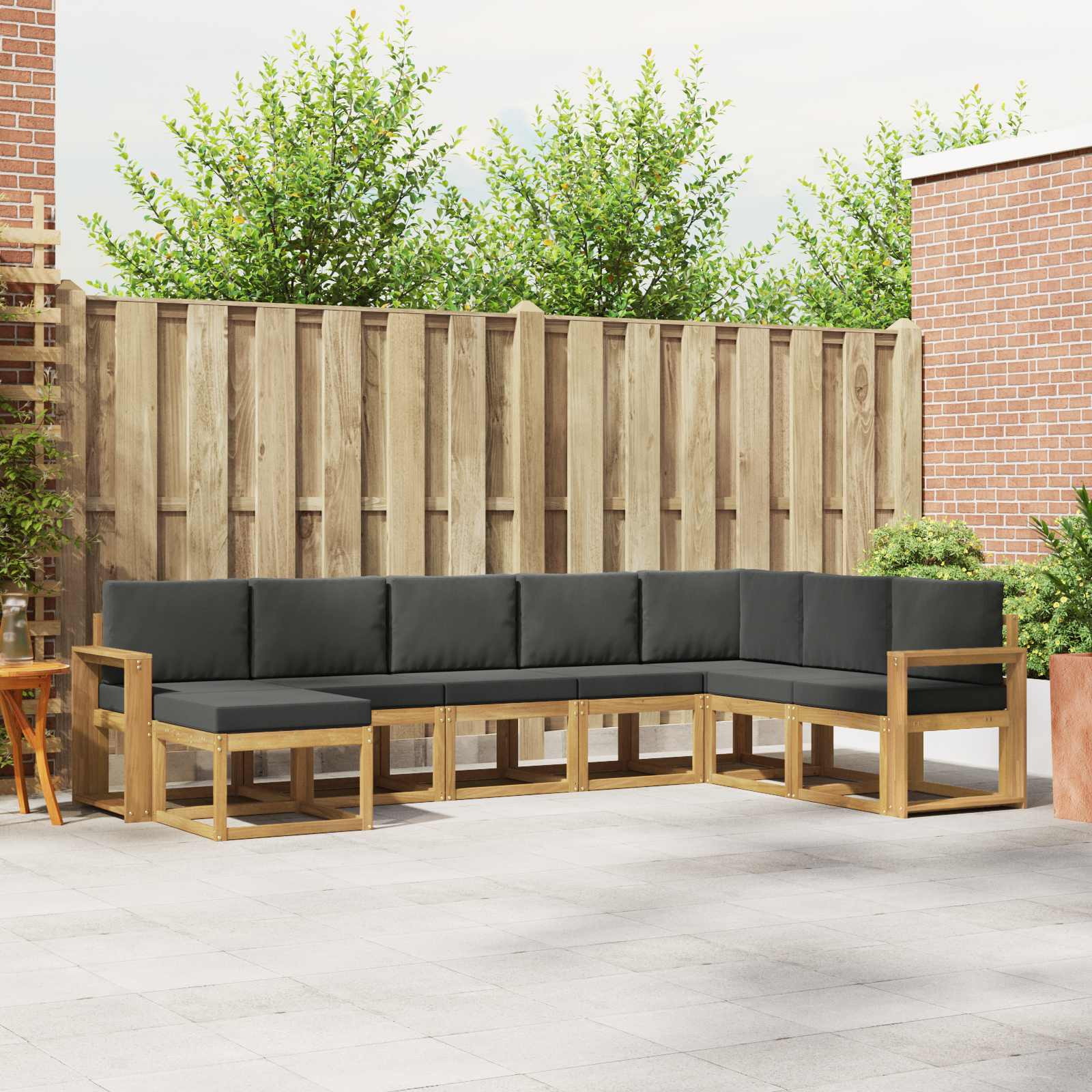 vidaXL Outdoor-Sofagarnitur mit Kissen 8 pcs Weiß und Anthrazit