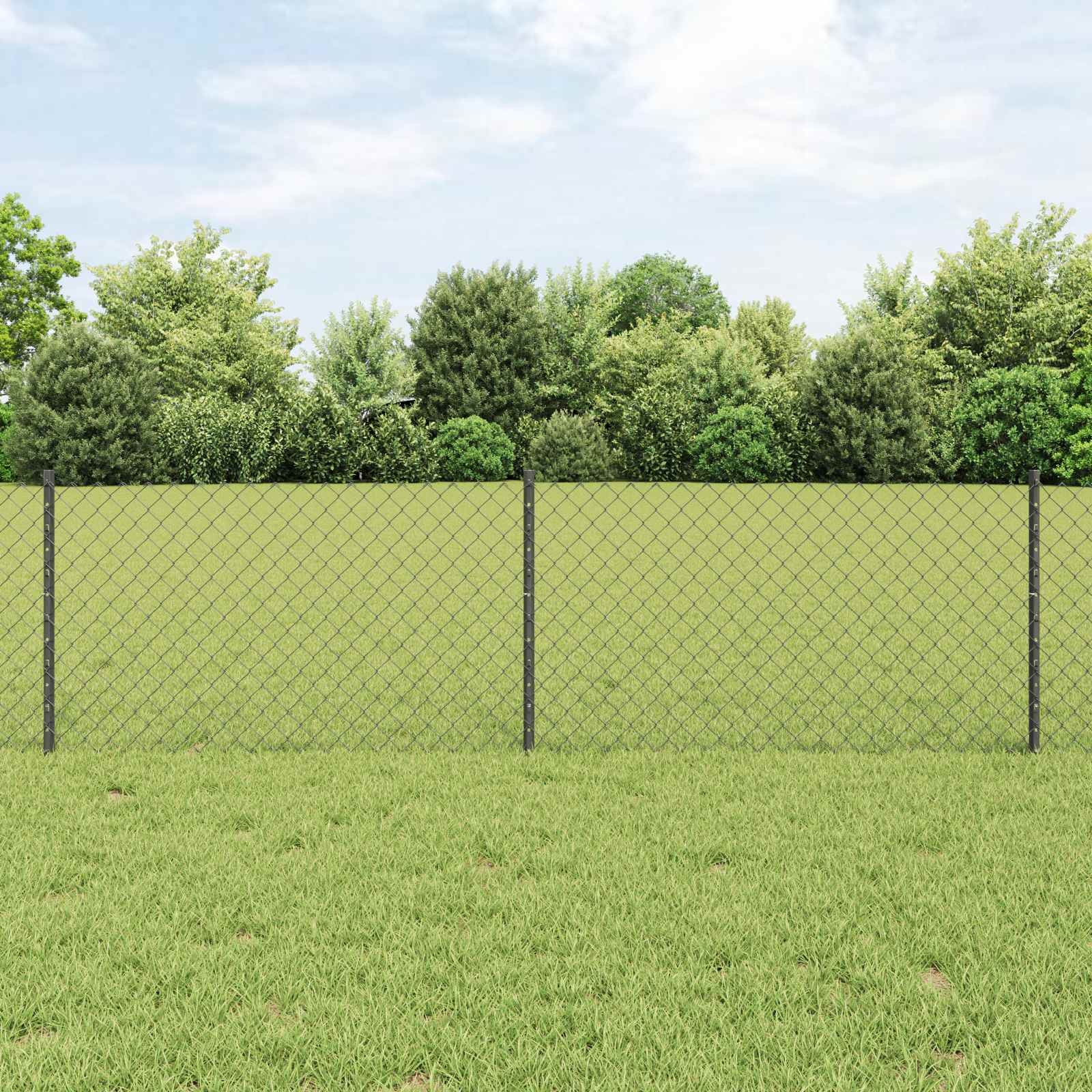 vidaXL Maschendrahtzaun mit Pfosten 25 x 0,6 m PVC-beschichteter Stahl