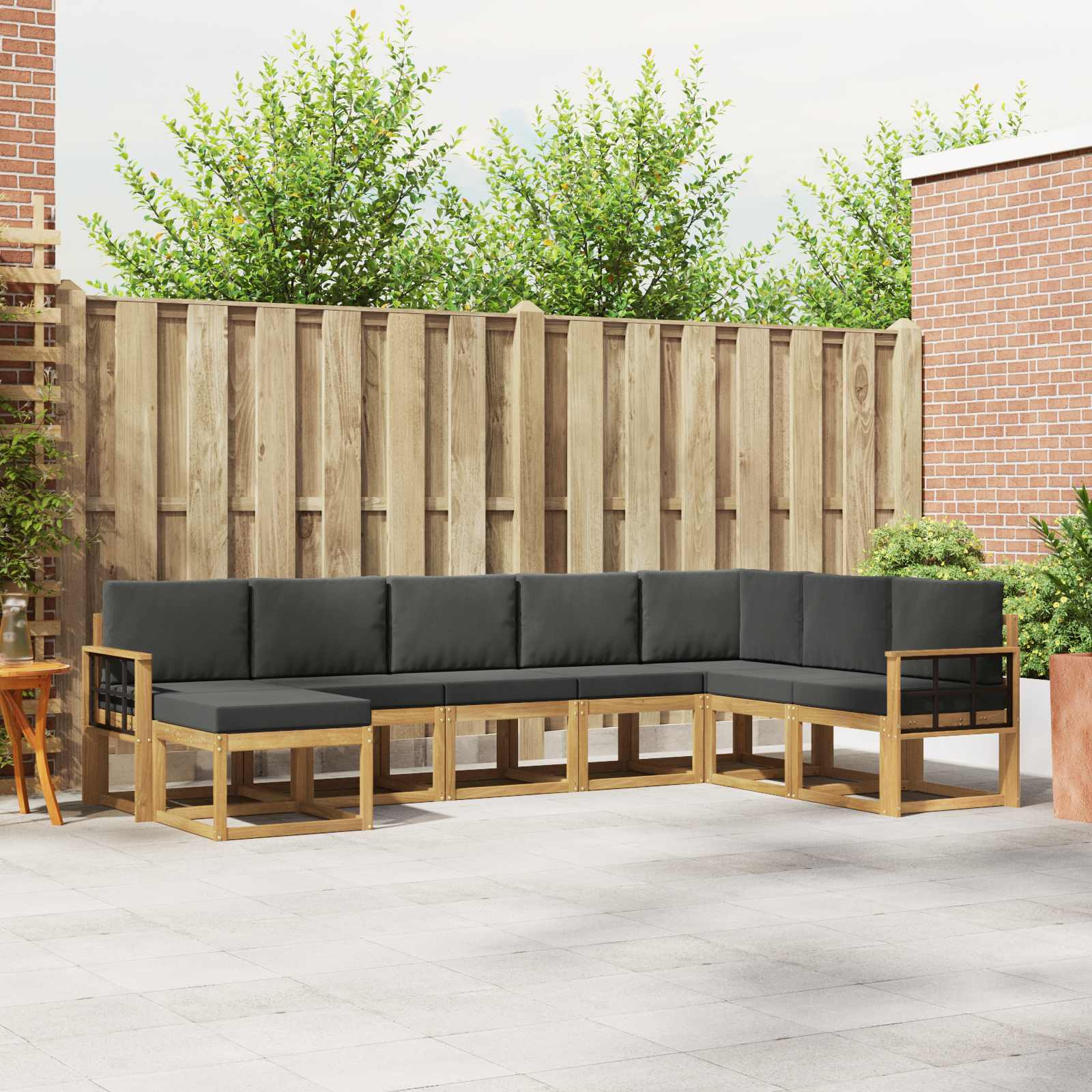 vidaXL Outdoor-Sofagarnitur mit Kissen 8 pcs Weiß und Anthrazit