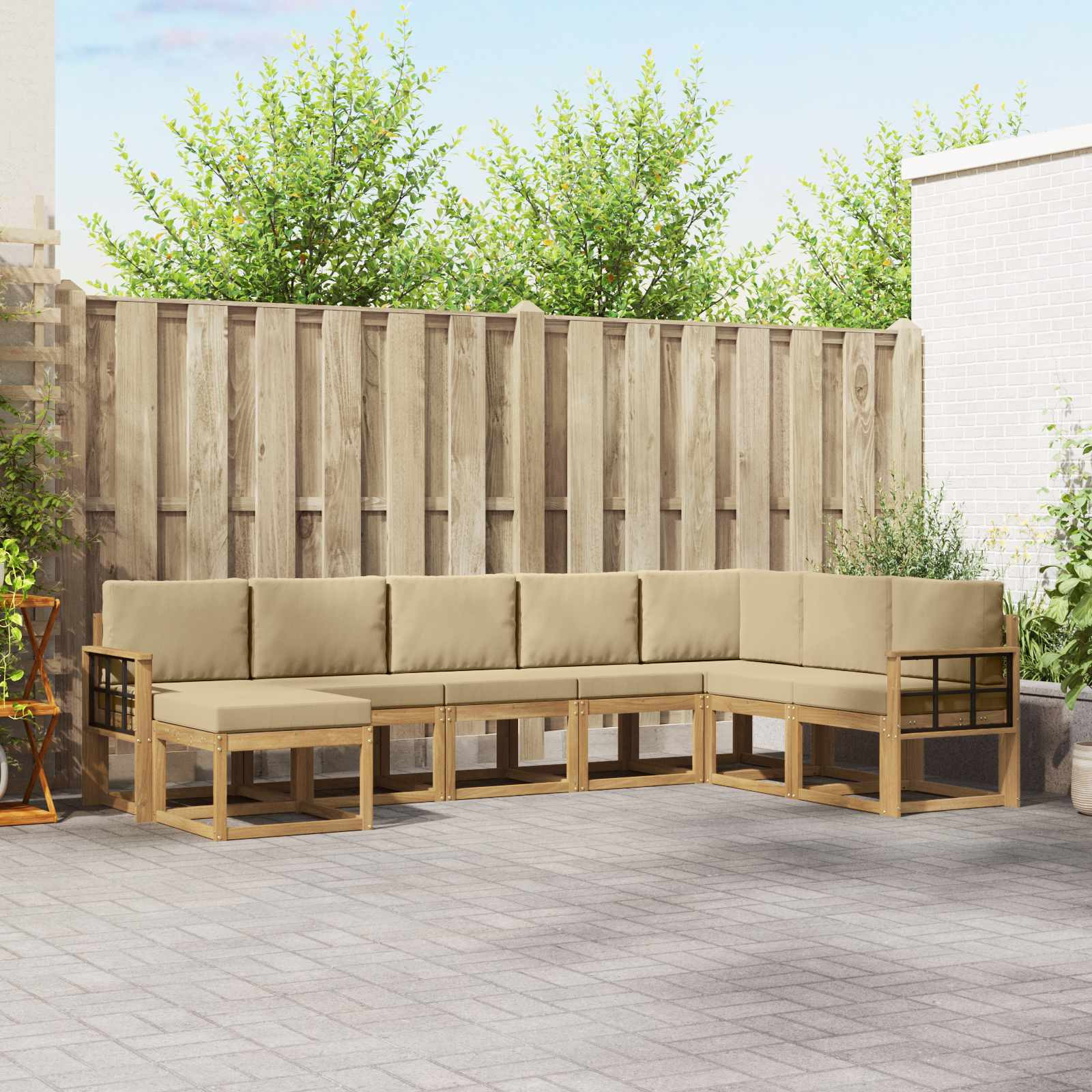 vidaXL Outdoor-Sofagarnitur mit Kissen 8 pcs Weiß und Beige