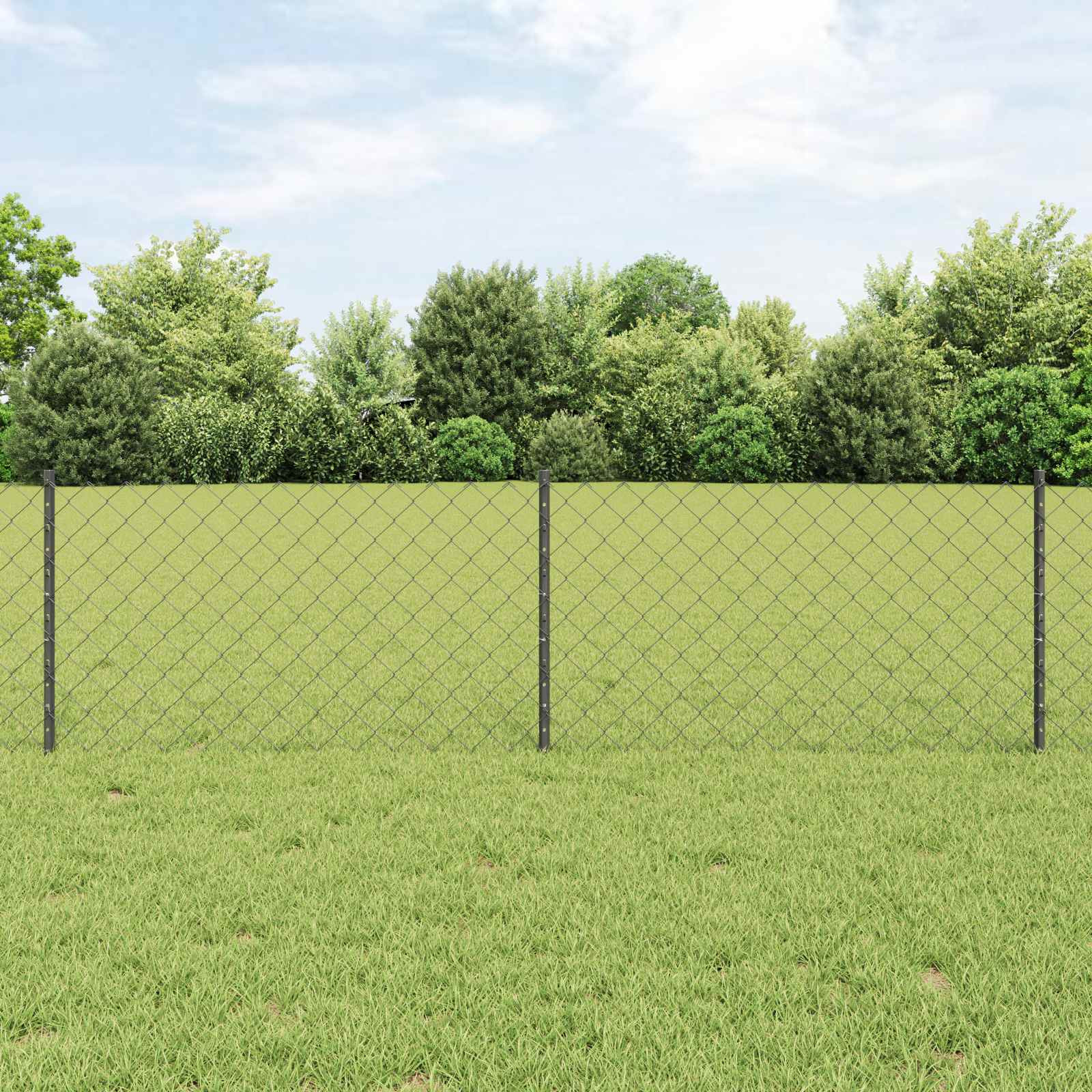 vidaXL Maschendrahtzaun mit Pfosten 25 x 0,6 m PVC-beschichteter Stahl