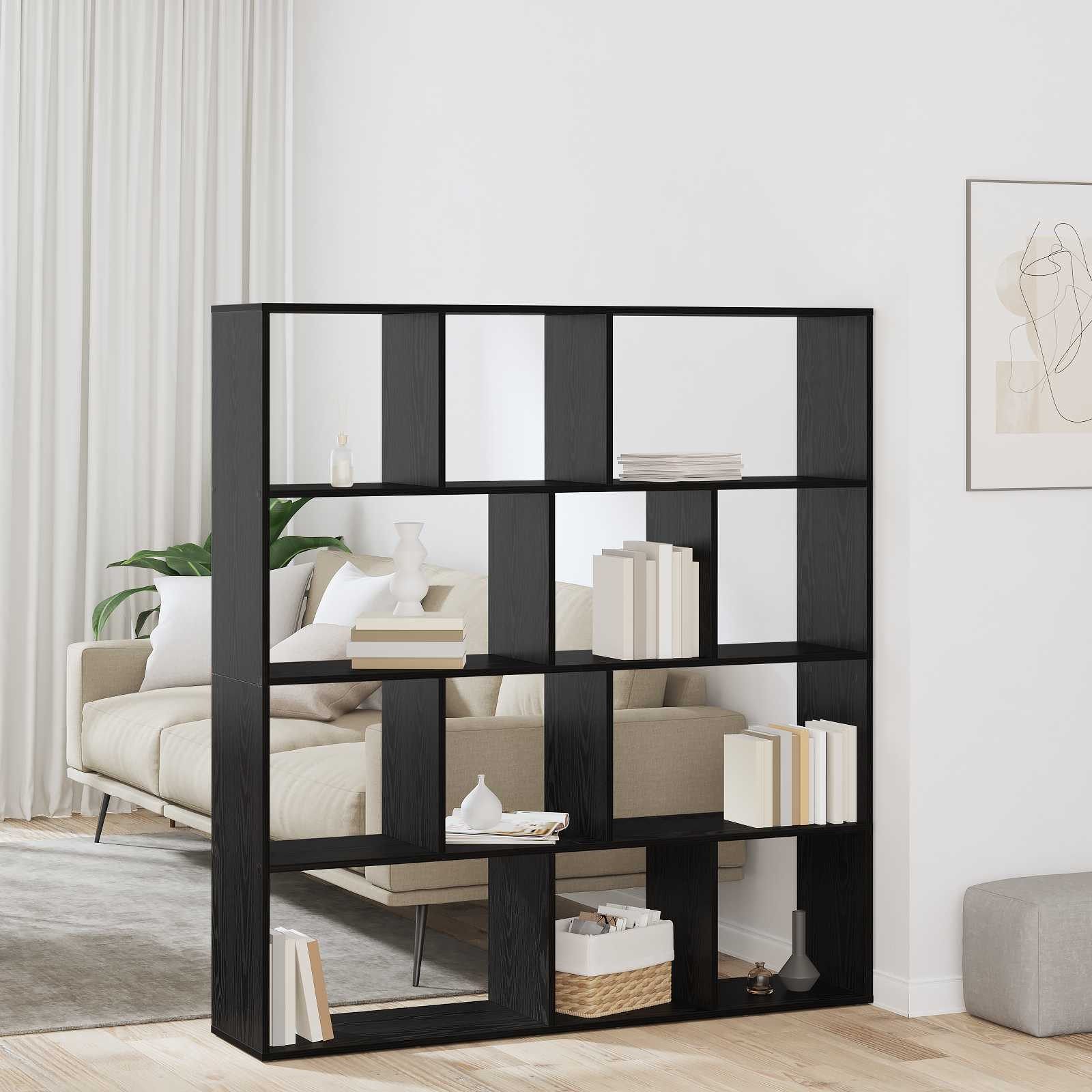 vidaXL Bücherregal Schwarz Eichen-Optik 132 x 29 x 141,5 cm