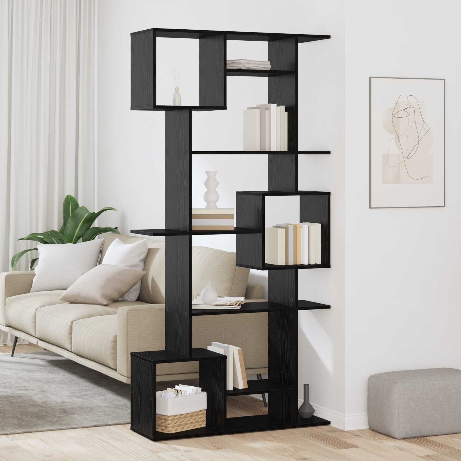vidaXL Bücherregal Schwarz Eichen-Optik 92 x 29 x 188 cm Holzwerkstoff