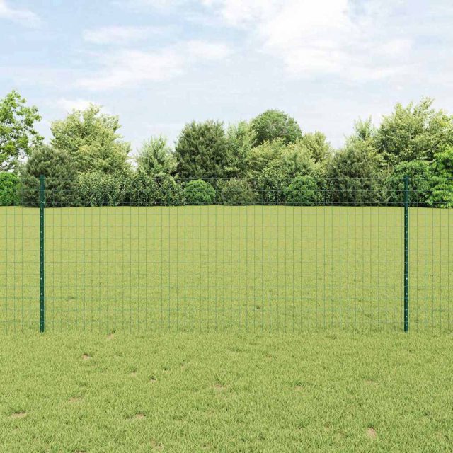 vidaXL Euro-Zaun mit Pfosten 10 x 1 m PVC-beschichteter Stahl Grün