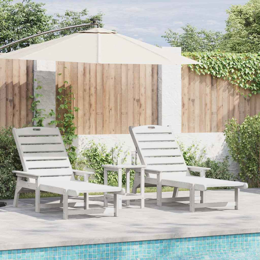 vidaXL Sonnenliege 3 pcs Weiß Polyethylen