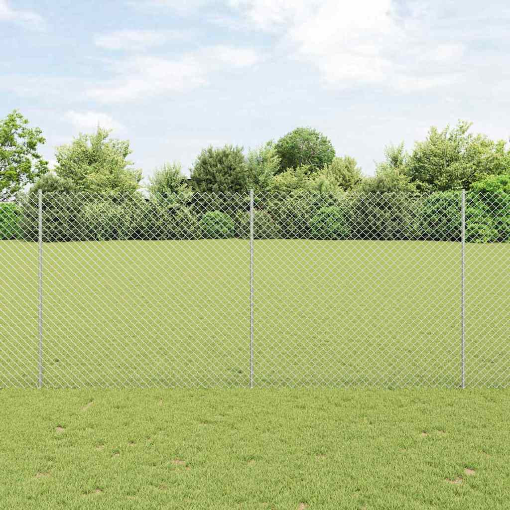 vidaXL Maschendrahtzaun mit Pfosten 10 x 1,4 m Verzinkter Stahl Silber