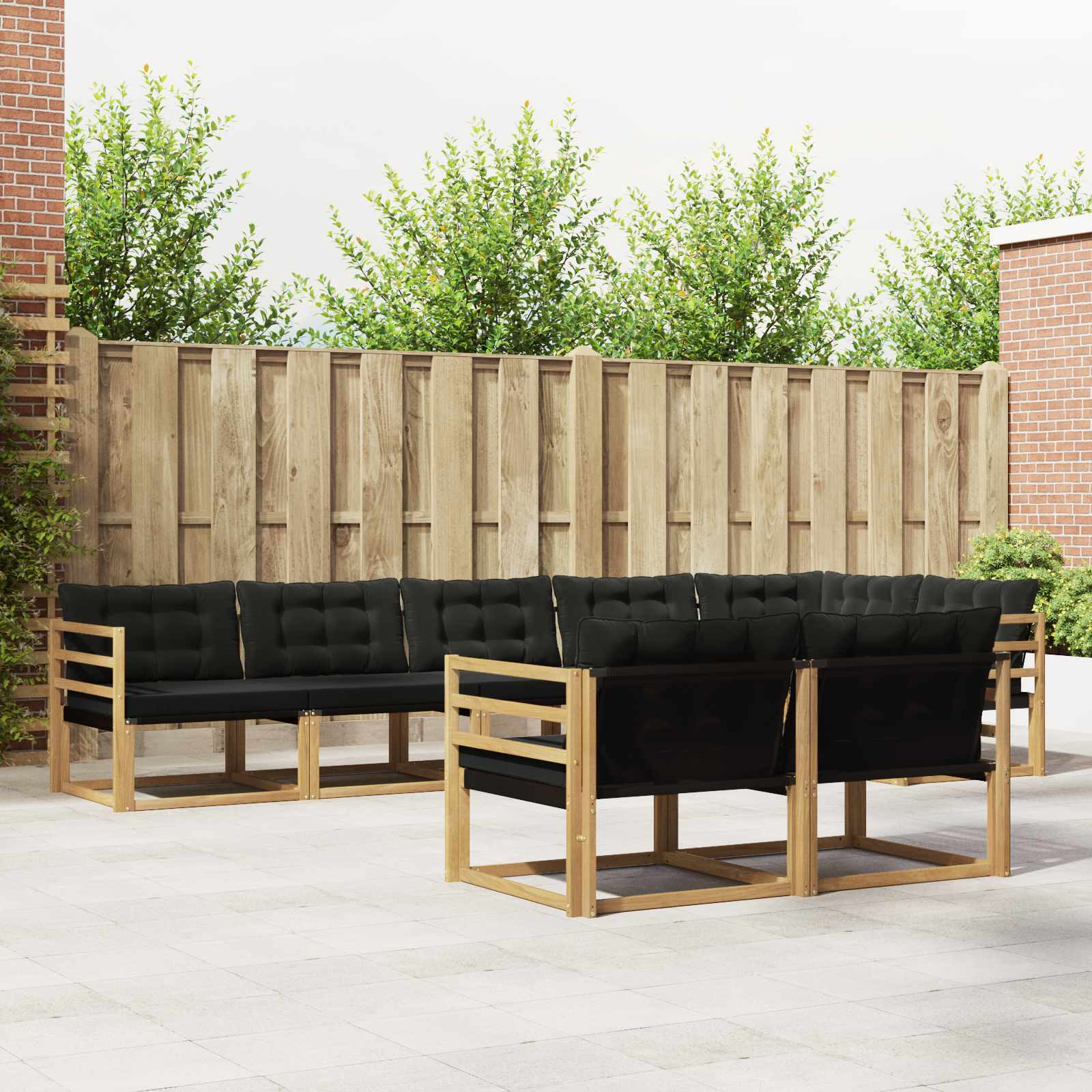 vidaXL Outdoor-Sofagarnitur mit Kissen 8 pcs Weiß und Schwarz