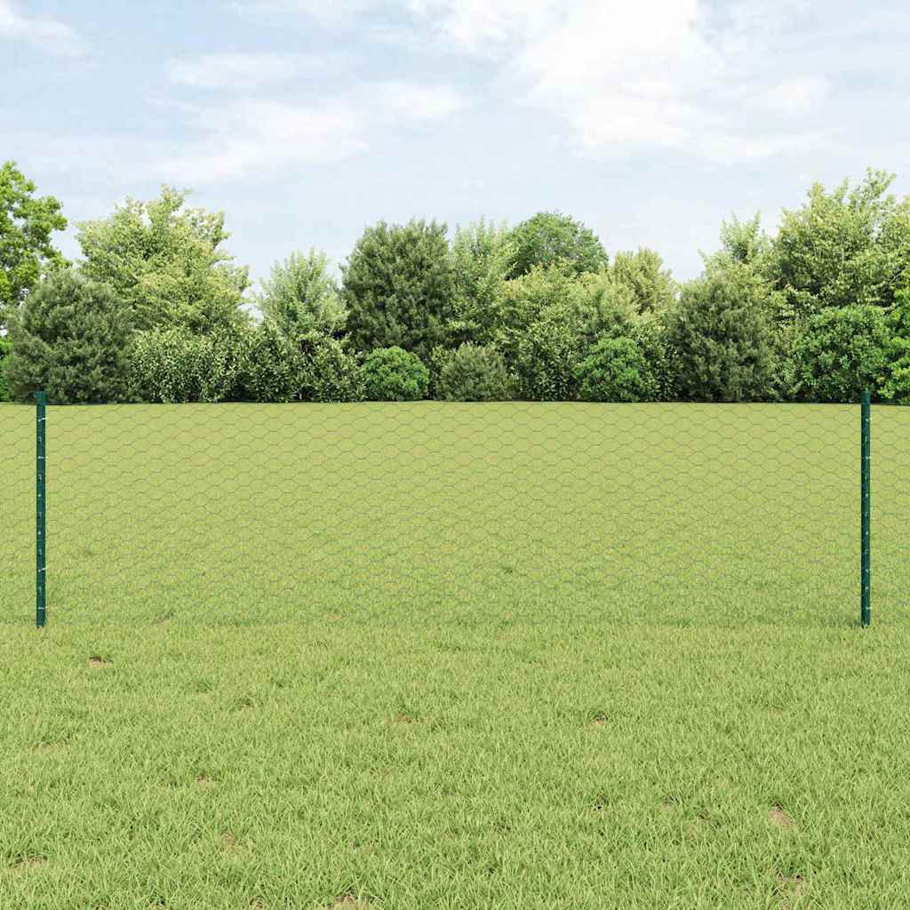 vidaXL Sechseckzaun mit Pfosten 50 x 0,6 m PVC-beschichteter Stahl
