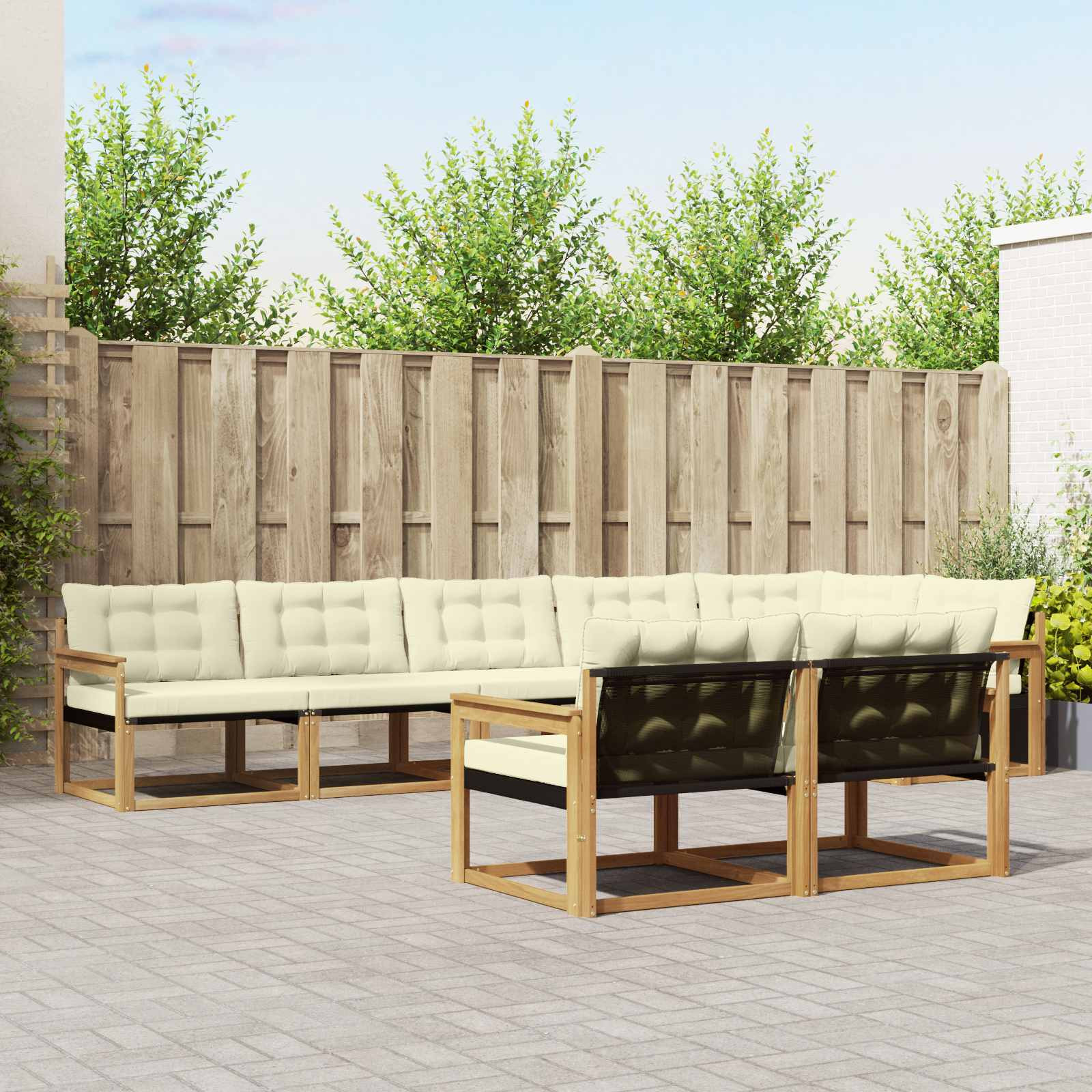 vidaXL Outdoor-Sofagarnitur mit Kissen 8 pcs Weiß und Creme