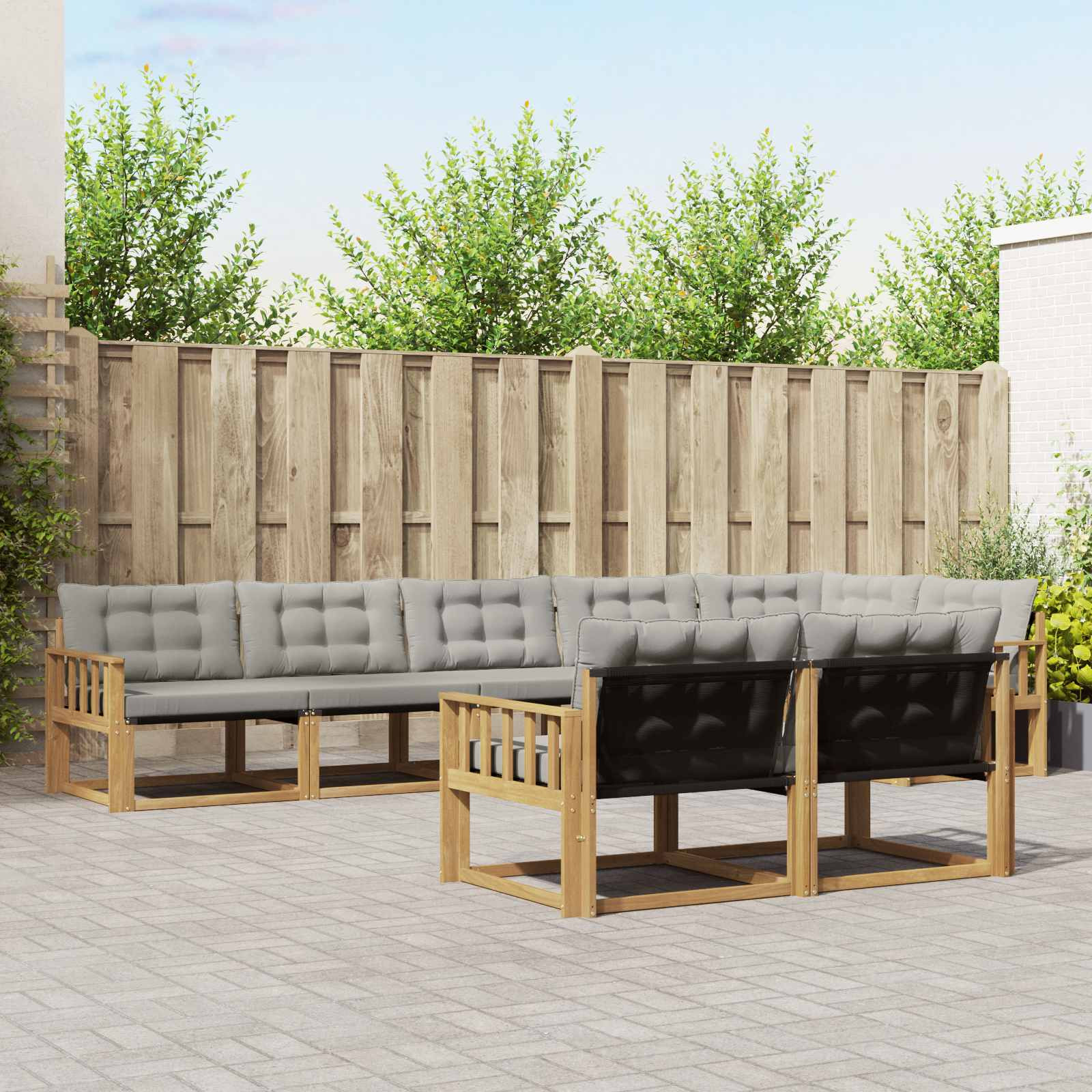 vidaXL Outdoor-Sofagarnitur mit Kissen 8 pcs Weiß und Hellgrau