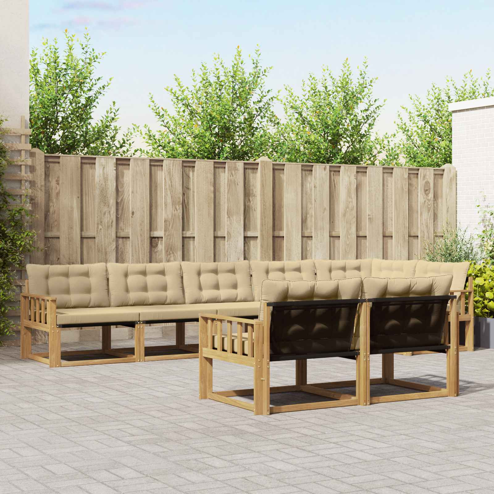 vidaXL Outdoor-Sofagarnitur mit Kissen 8 pcs Weiß und Beige