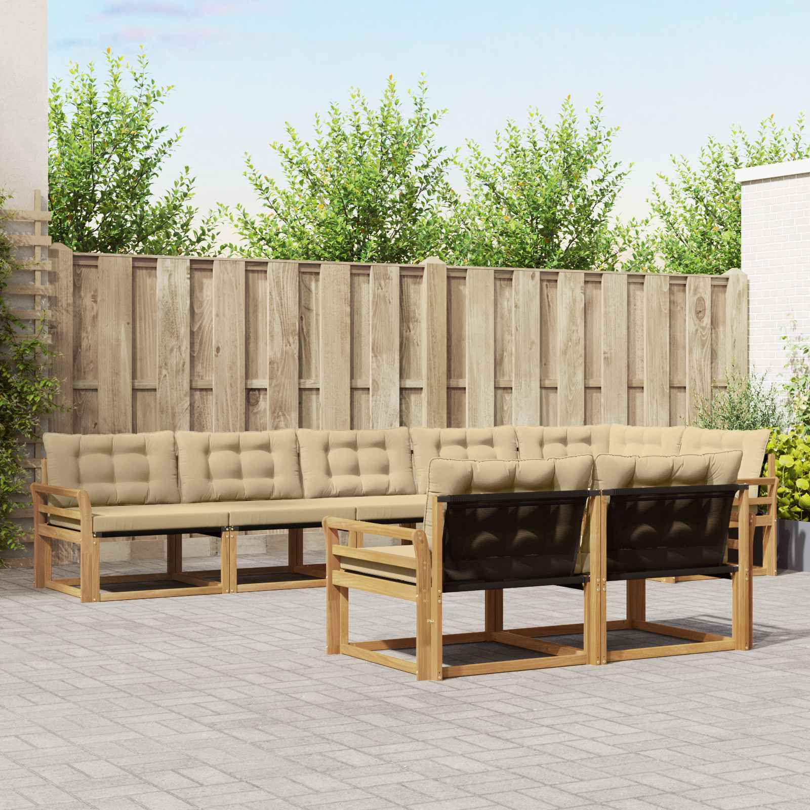 vidaXL Outdoor-Sofagarnitur mit Kissen 8 pcs Weiß und Beige