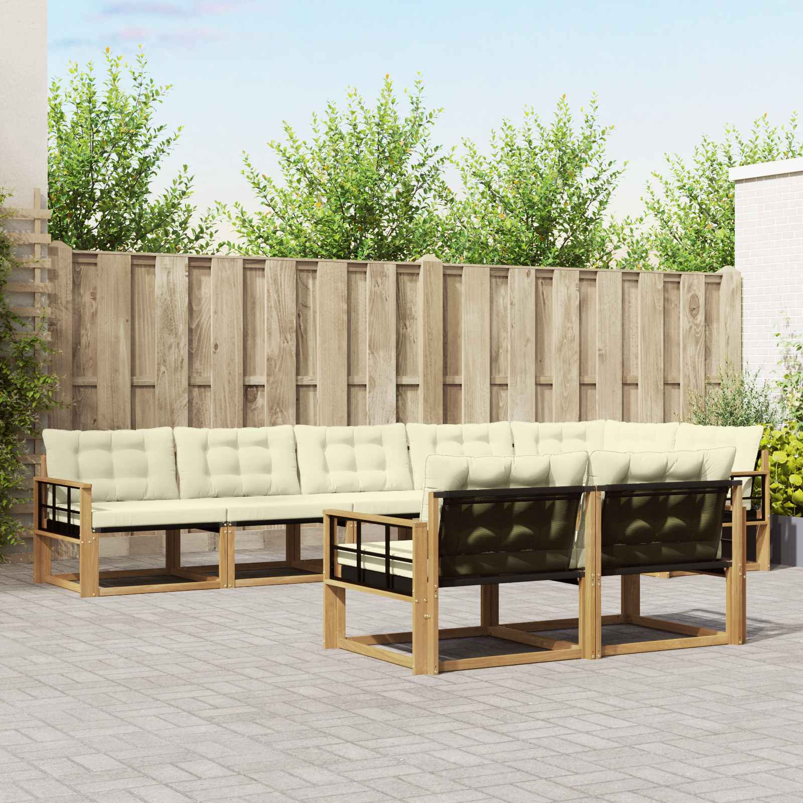 vidaXL Outdoor-Sofagarnitur mit Kissen 8 pcs Weiß und Creme