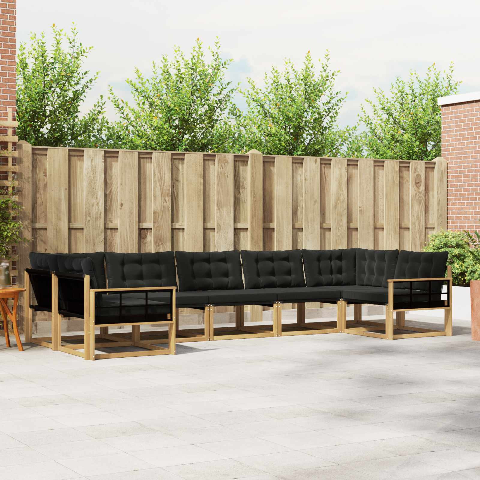 vidaXL Outdoor-Sofagarnitur mit Kissen 7 pcs Weiß und Schwarz