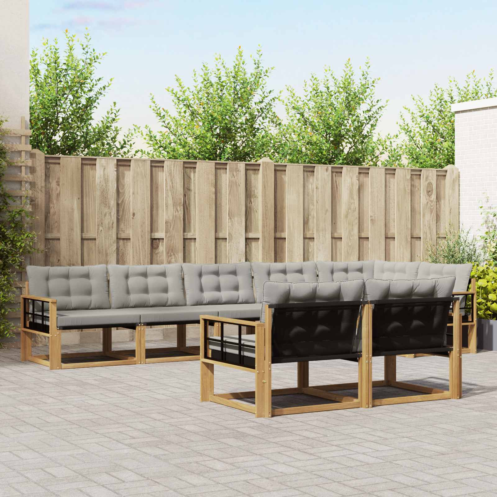 vidaXL Outdoor-Sofagarnitur mit Kissen 8 pcs Weiß und Hellgrau